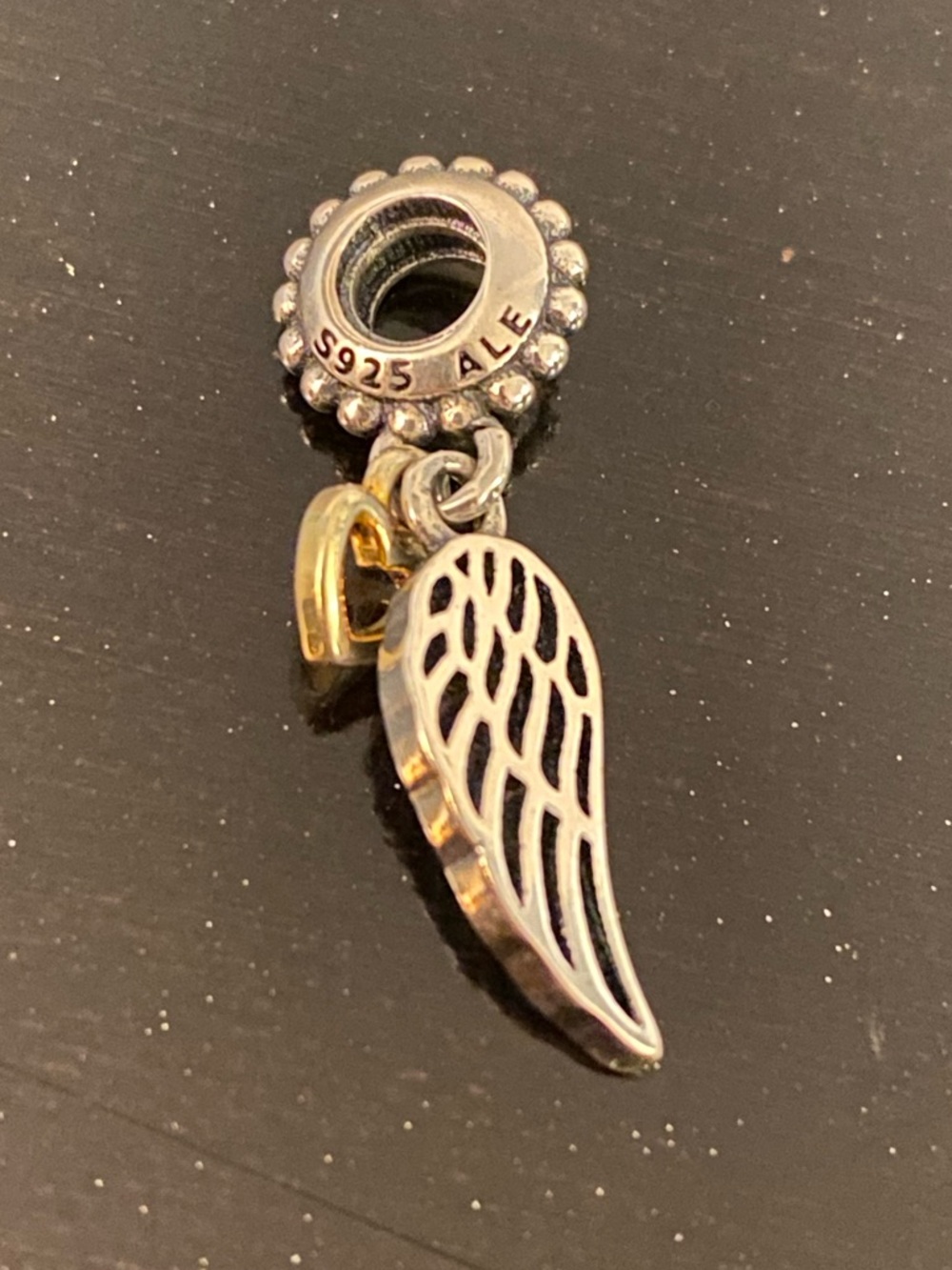 Pandora Love & Guidance Angel’s Wing Dangle Charm 925 Sterling Silver 14k Gold - Picture 3 of 5